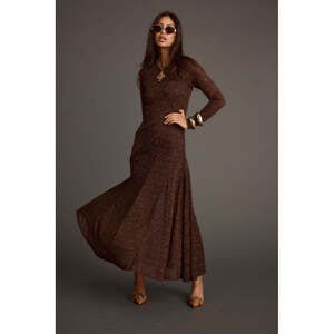 12th Tribe Tierra Brown Lace Long Sleeve Maxi Dress Size SS NWT